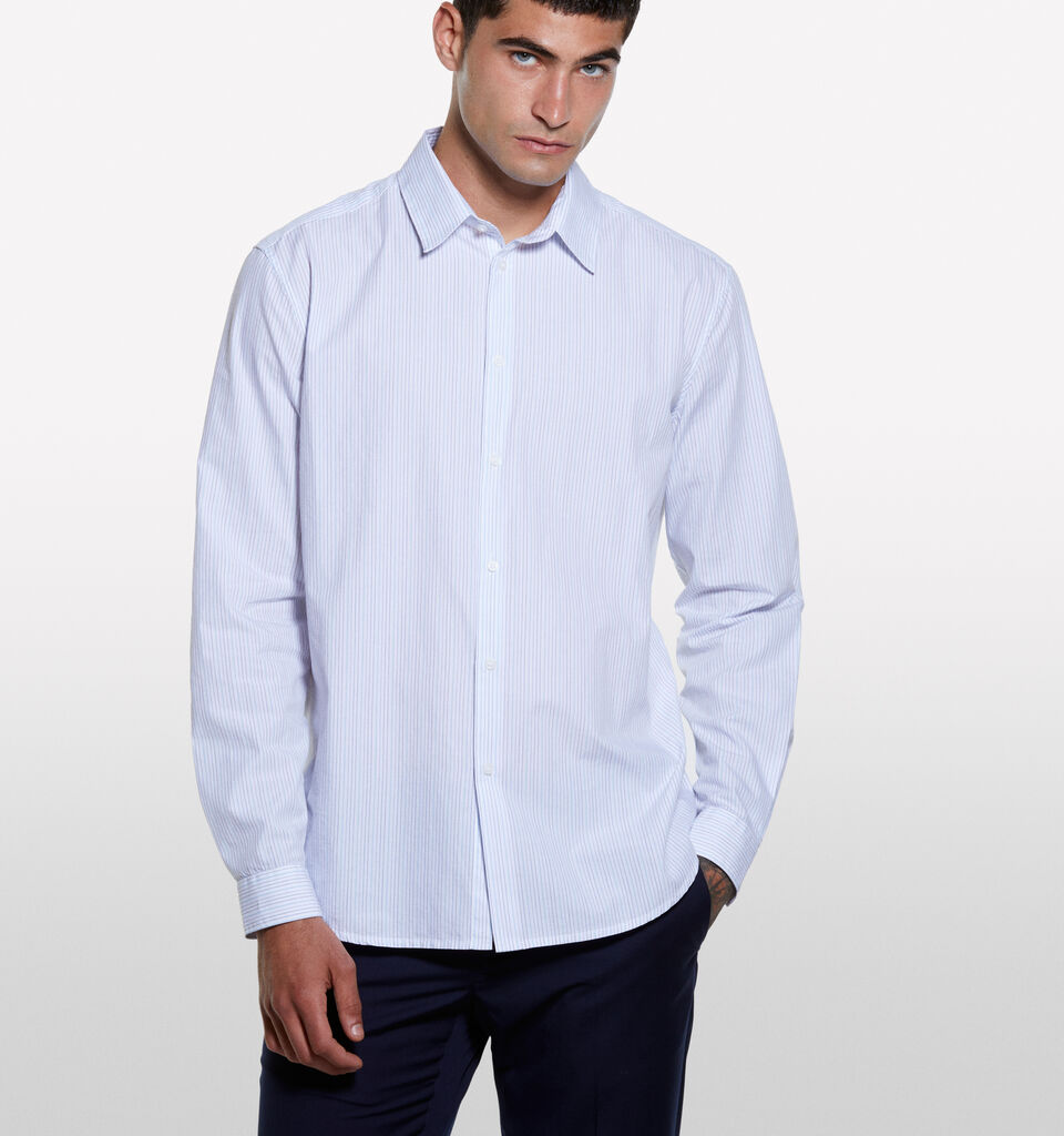 Garngefärbtes weißes Hemd - regular hemden für herren - Azurblau | Sisley image number 3